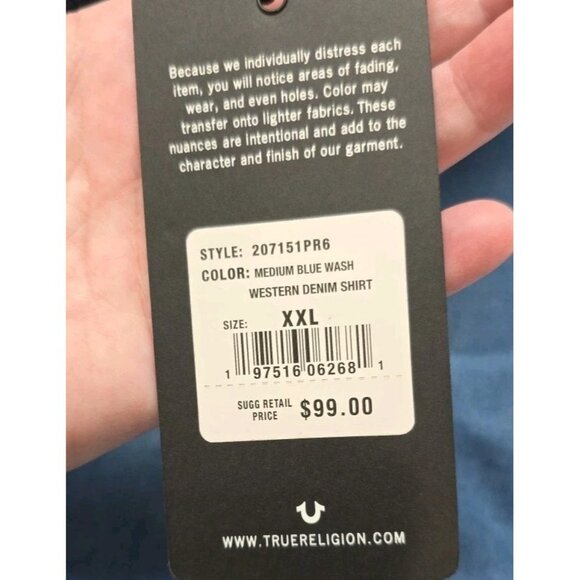 True Religion Womens Western Denim Shirt Plus Size XXL NWT Rodeo Line Dance - Picture 11 of 11